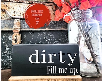 Clean Dirty Dishwasher Sign, Double Sided Kitchen Decor