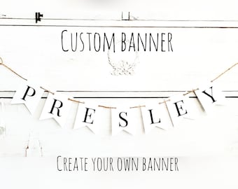 Personalized Banner cardstock banner rustic banner mini banner baby shower banner mini name banner customized banner graduation banner