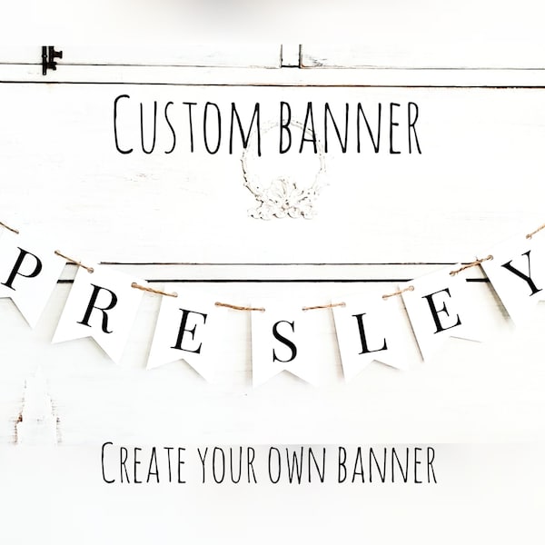 Personalized Banner cardstock banner rustic banner mini banner baby shower banner mini name banner customized banner graduation banner