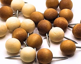 Wood Push Pins for map pins corkboard pins natural wood pins wooden push pins for vision board supplies bulletin board pins round push pins