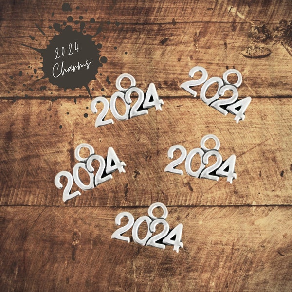 2024 Charm 2024 silver charm 2024 graduation charm jewelry making year charm graduation jewelry new years charm 2024 pendant ships from USA