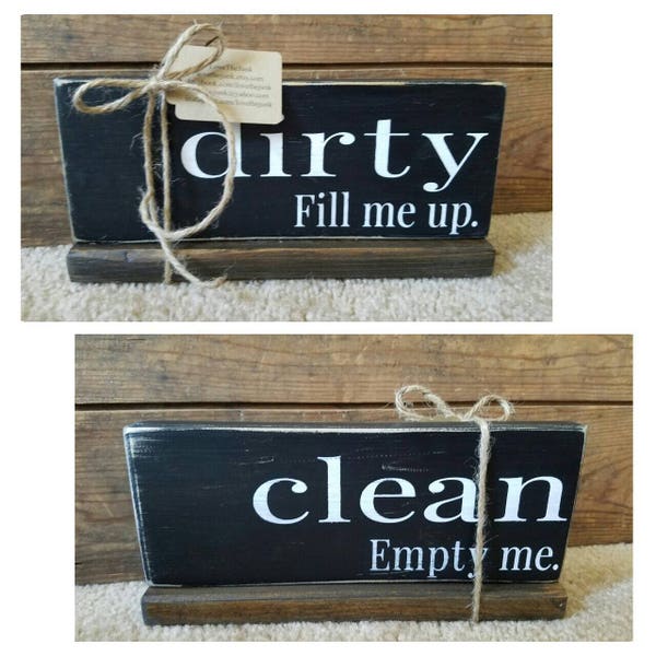 Clean Dirty Dishwasher Sign. Dishwasher wood sign, kitchen sign, dishwasher sign, clean dishes sign, dirty dishes sign, counter sign, dishes