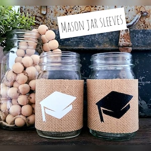2025 mason jar sleeves for graduation decorations class of 2025 labels for mason jar tags 2025 centerpieces for graduation party jar wraps