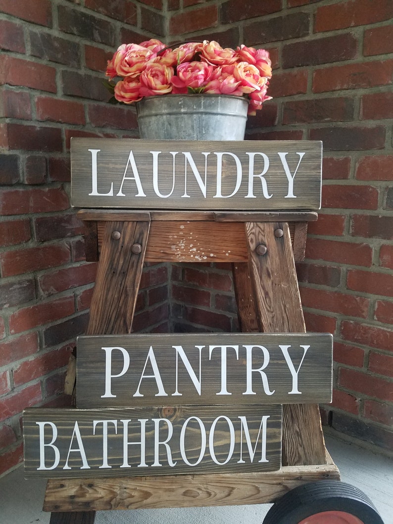 Pantry Wood Sign Laundry Sign Bathroom Sign Rustic Sign Etsy