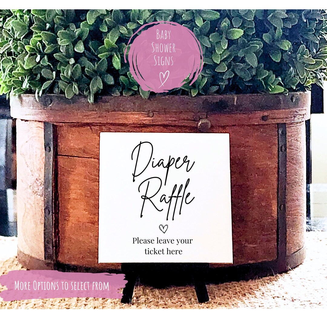 Diaper Raffle Sign for Baby Shower Signs Baby's First Library Sign ...