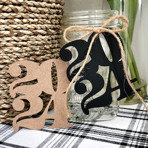 2024 tags 2024 die cuts Table Numbers 2024 cut-outs Graduation gift tag graduation decor mason jar tag wine tag 2024 new years centerpiece image 1