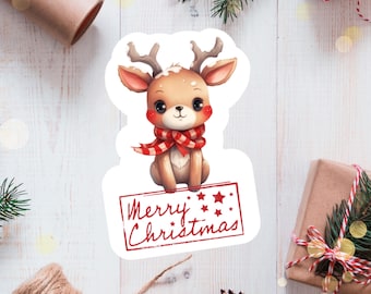 Reindeer Christmas Gift Stickers - Set of 12