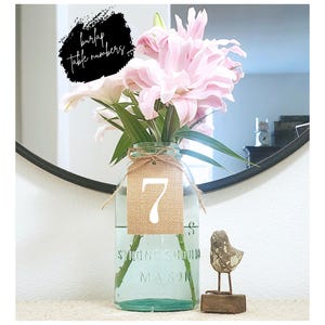 Rustic Burlap Table Numbers, burlap numbers, burlap tags, mason jar tag, number tag, rustic wedding tag, burlap wine tag, burlap centerpiece