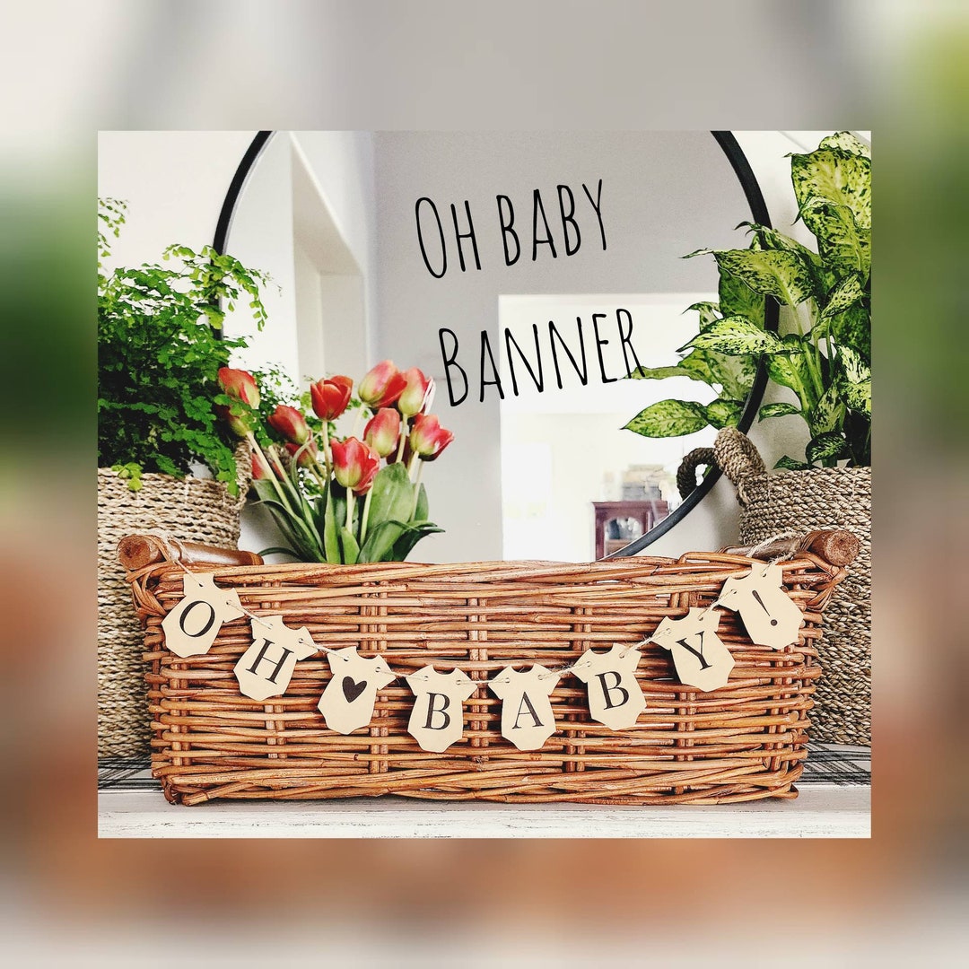 Pre-Strung "Oh Baby" Banner With Spiral - Ready-to-Hang Birthday Party Decoration, Cardstock - View #7