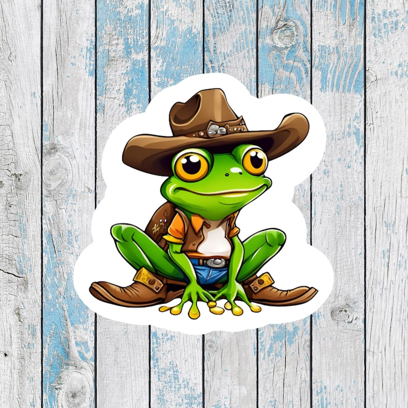 Cowboy Frog Sticker Cowboy Frog Sticker: Funny Western Toad Decal - Etsy