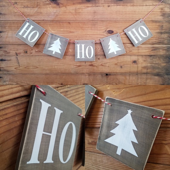 Ho Ho Ho Sign Wooden Banner Rustic Holiday Banner Ho Ho Ho Etsy