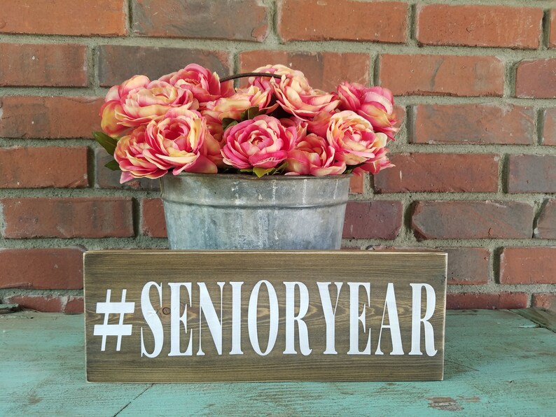 Senior Year Sign class of 2024 Sign rustic senior sign senior year photo prop rustic senior portrait sign hashtag senior grad party decor image 9