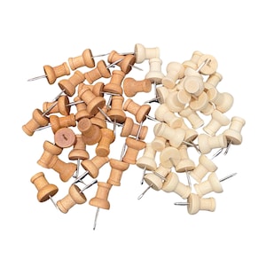 Wood Push Pins: Natural Corkboard Pins, Map Tacks - Set of 20