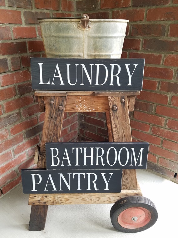 Laundry Wood Sign Pantry Sign Bathroom Sign Rustic Sign Etsy
