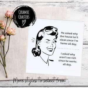 Funny Coasters for wives coasters ceramic coasters sarcastic coasters retro coasters for women funny husband coasters mother day signs