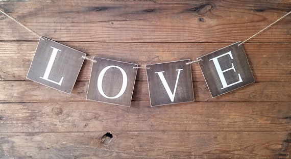 Love Banner Rustic Wood Banner Holiday Banner Wooden Pennant Etsy