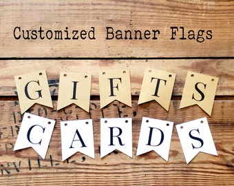 Custom Cardstock Banner Flags: Rustic Wedding, Baby Shower