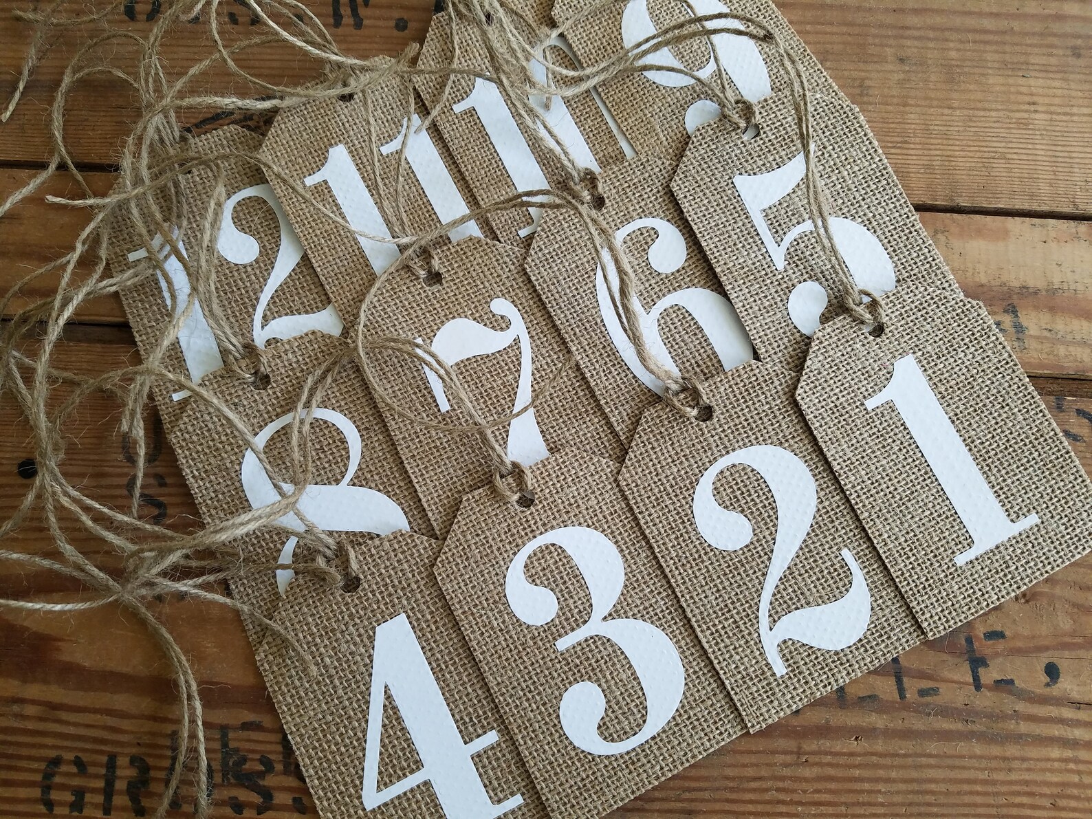 Rustic Burlap Table Numbers burlap numbers burlap tags mason Etsy