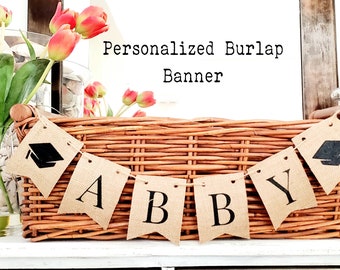 Graduation Banner burlap banner rustic banner mini banner graduation garland mini name banner personalized banner for graduation party