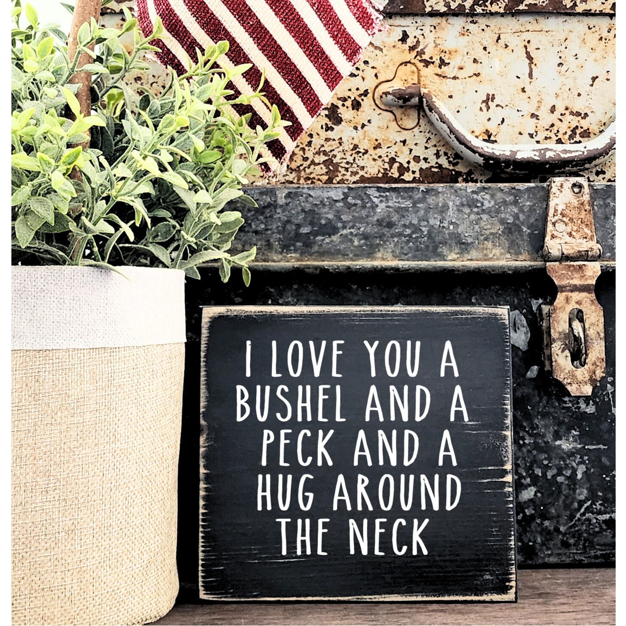 Hug Rustic Stop Sign I Love You a Bushel and A Peck Sign Friendship Signs Miniature Signs ...