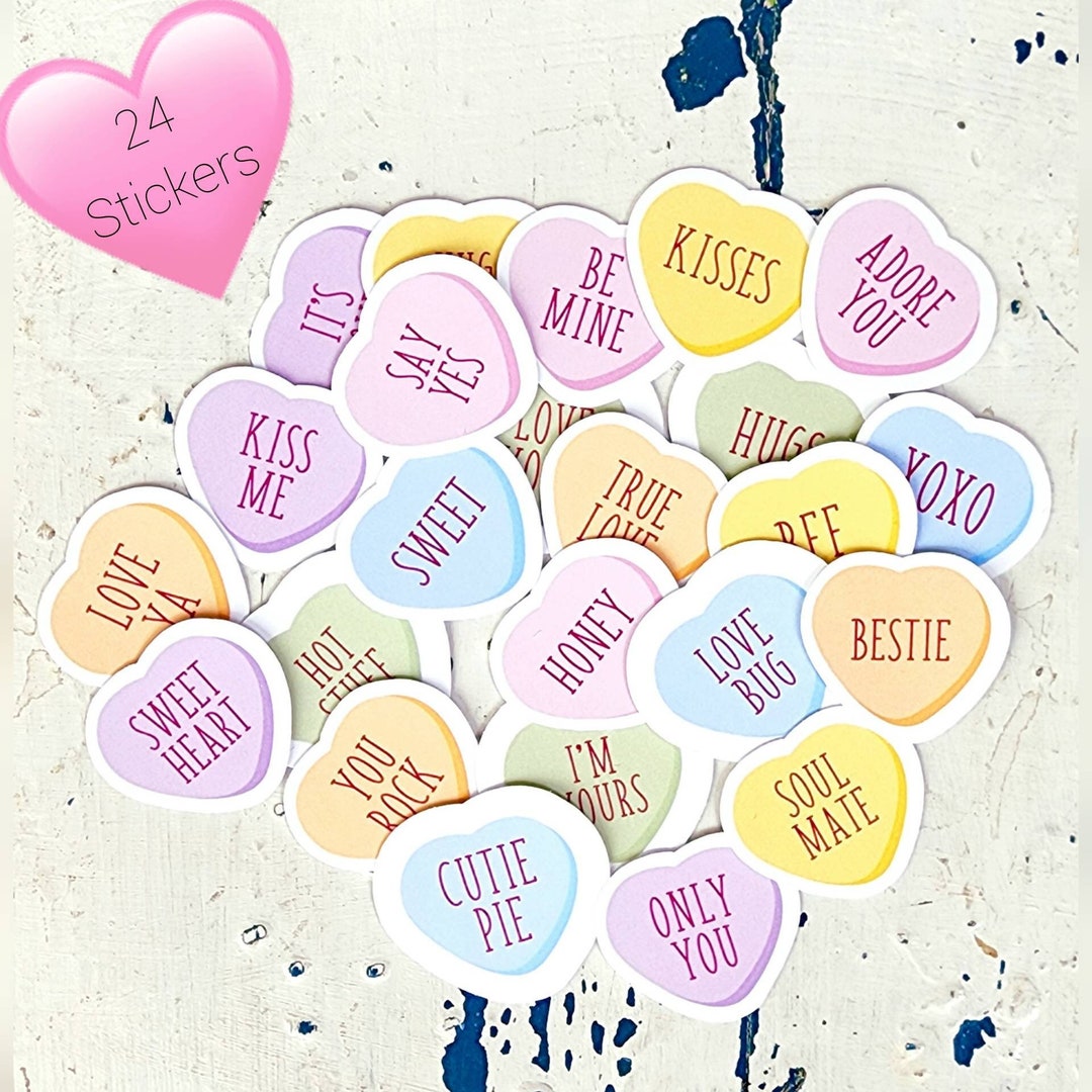 Conversation Heart Stickers for Valentines Day Stickers Heart Etsy