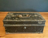 Antique, Milners, Safe, metal, Deed, storage, box, tin, vintage, chest small trunk document, money, cash, till
