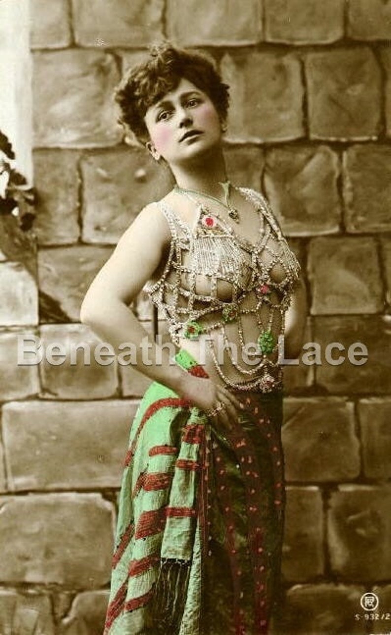 cabaret postcard risque tease Vintage 6 x 4 A7#58 Erotic dancer colourized burlesque photo photograph print erotica naked