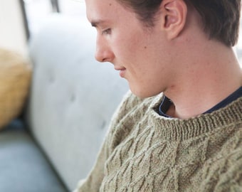 Bayr Pullover Textured Yoke Knitting Pattern (PDF Download)