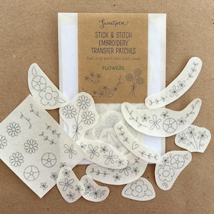 Flowers Stick & Stitch Embroidery Transfer Patches