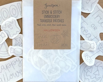 Halloween Stick & Stitch Embroidery Transfer Patches