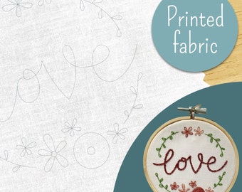 Pre-printed 'Love' embroidery fabric to fit 4"/10cm hoop