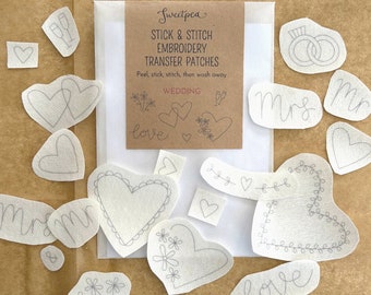 Wedding Stick & Stitch Embroidery Transfer Patches