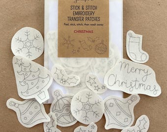 Christmas Stick & Stitch Embroidery Transfer Patches