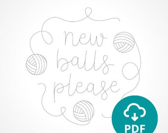 New Balls Please - Embroidery Pattern PDF with Instructions | Instant Digital Download