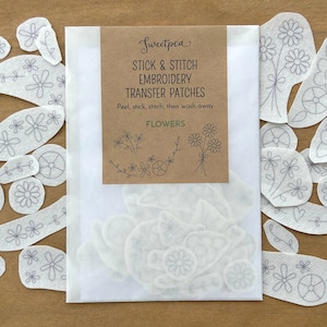 Flowers Stick & Stitch Embroidery Transfer Patches