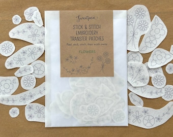 Flowers Stick & Stitch Embroidery Transfer Patches