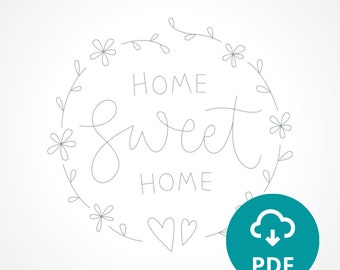 Home Sweet Home - Embroidery Pattern PDF with Instructions | Instant Digital Download