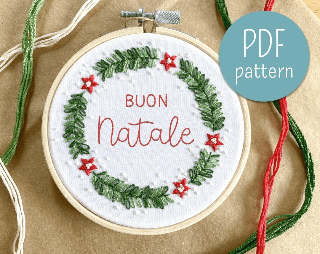 Pattern Natale Buon Natale Christmas Embroidery Pattern PDF With Instructions Instant ...