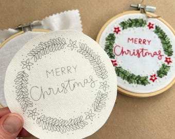 Merry Christmas Hoop Stick & Stitch Embroidery Transfers