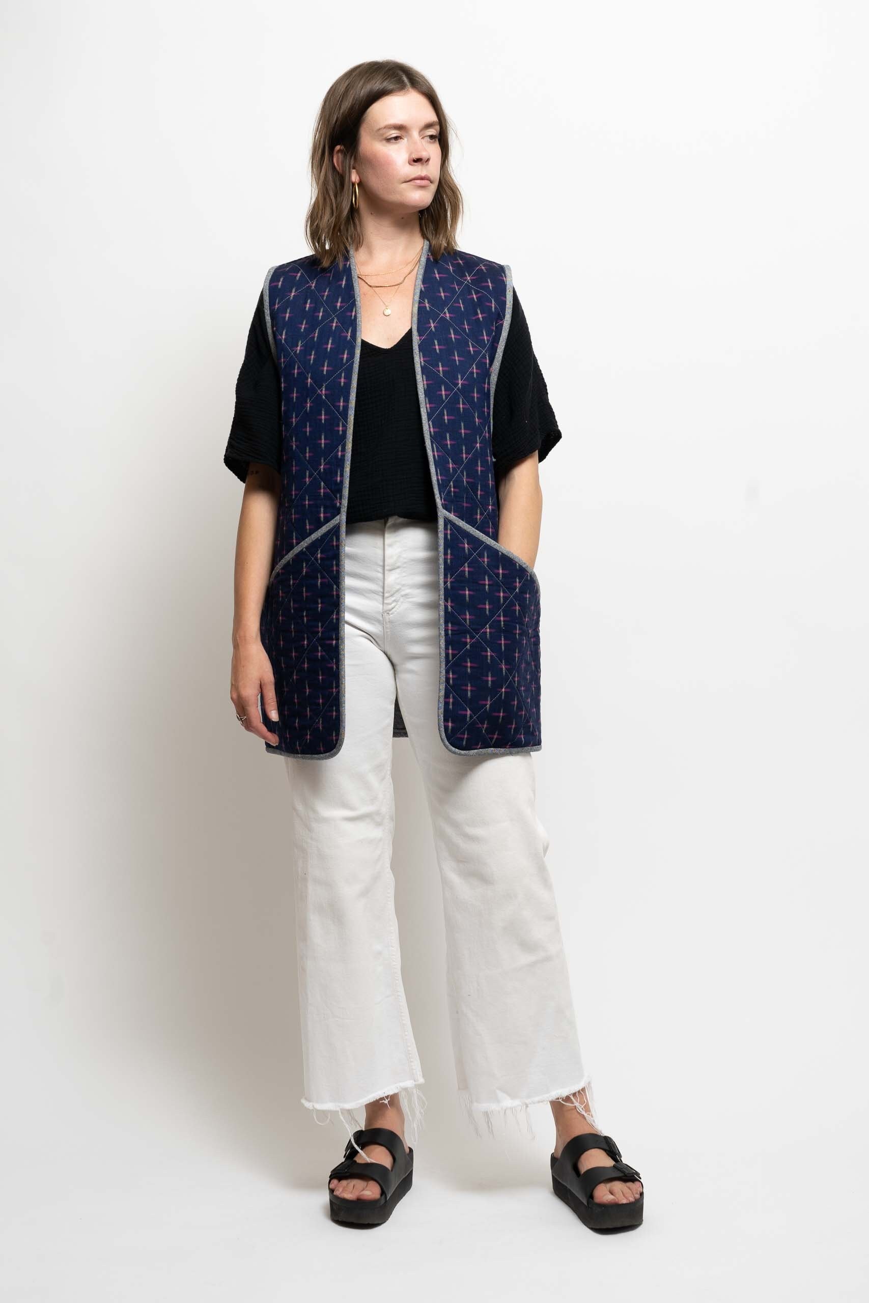 Quilt Vest - Indigo Ikat - Etsy Quilt Vest - Indigo Ikat - Etsy