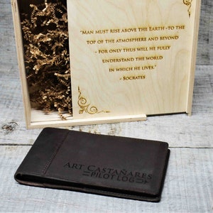 Pilots Log Premium Leather Custom Engraved and Personalized as Requested by Laser Perfect Gift for the Pilot in your life. Pilot Journal