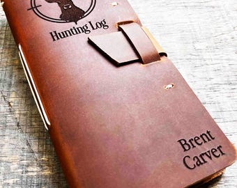 Hunting Log Premium Leather Custom engraved and personalized All Engraving is included Gift for Hunters