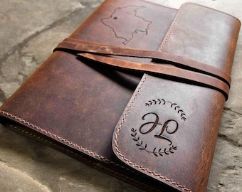 Engraved Leather Refillable Journal - Notebook included - Designed and Engraved as Requested Made in Canada