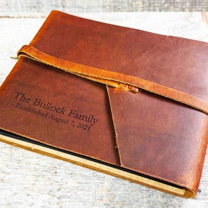 Premium Leather Photo Album, Engraved By Laser Custom Photo Album Pesonalized as Requested All engraving included. Flap Tie
