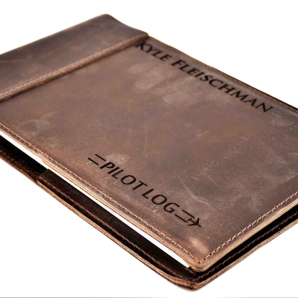 Pilots Log Premium Leather Custom Engraved and Personalized as Requested by Laser Perfect Gift for the Pilot in your life. Pilot Journal