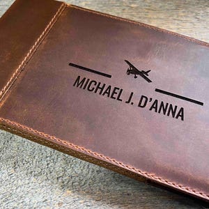 Pilots Log Premium Leather Custom Engraved and Personalized as Requested by Laser Perfect Gift for the Pilot in your life. Pilot Journal