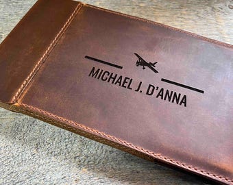 Bûche de pilote en cuir premium gravée et personnalisée à la demande du laser Le cadeau parfait pour le pilote de votre vie. Journal du pilote