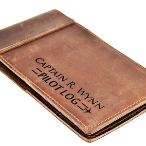 Pilots Log Premium Leather Custom Engraved and Personalized as Requested by Laser Perfect Gift for the Pilot in your life. Pilot Journal
