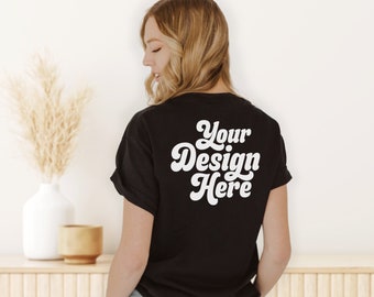 Gildan Back of Tshirt Mockup, Black Gildan Shirt Back, Tee Mockup,  T-Shirt Model Mockup, POD mockup, gildan Black shirt mock, Back of Shirt