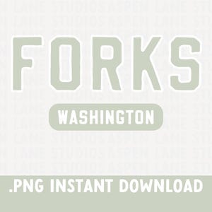 Forks Washington PNG - Twilight inspiré téléchargement numérique - Design d'autocollants de ville du nord-ouest du Pacifique - Clipart esthétique vampire